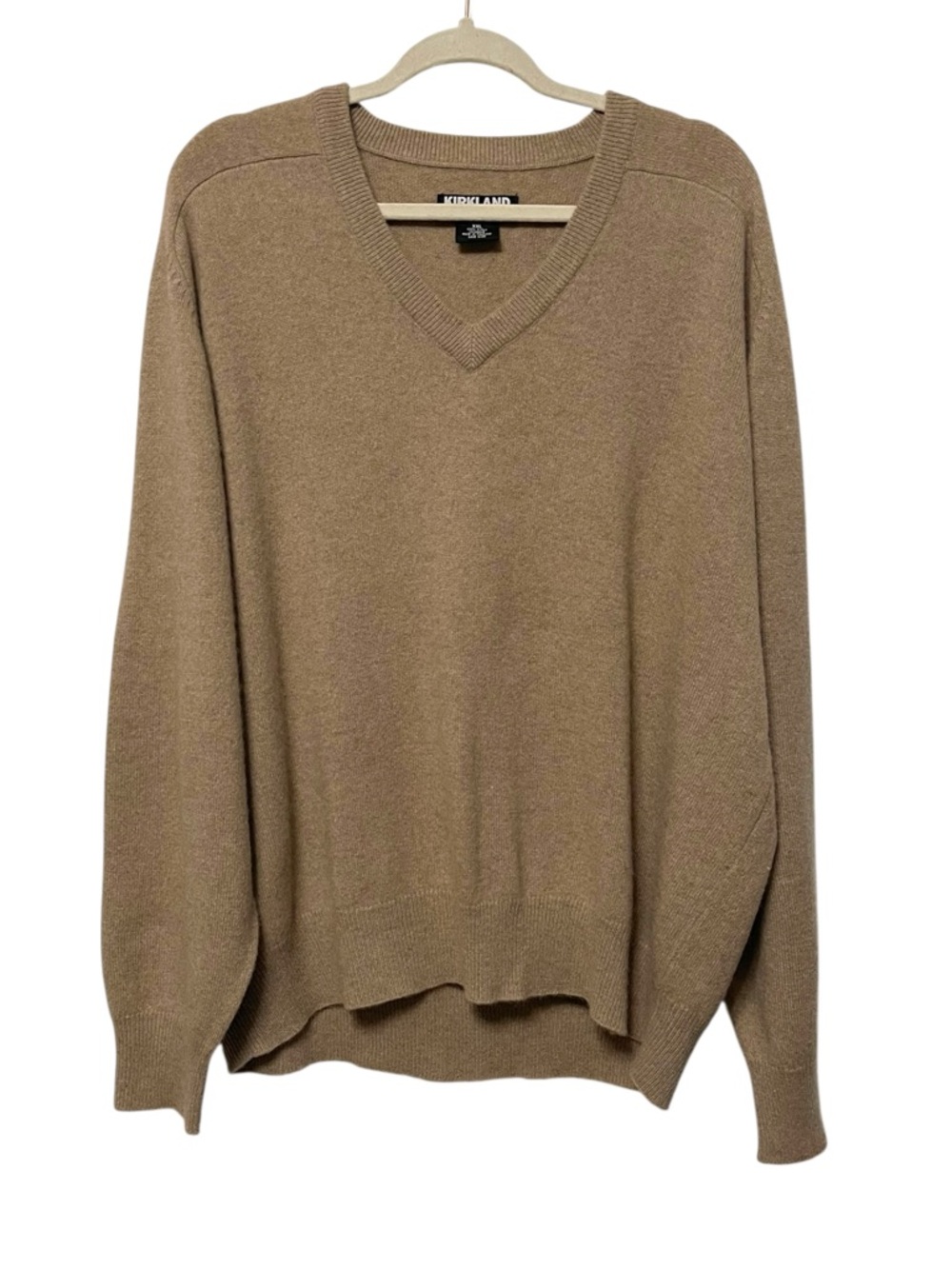 KIRKLAND Signature Men's Cashmere V-Neck Sweater - Brown XXL